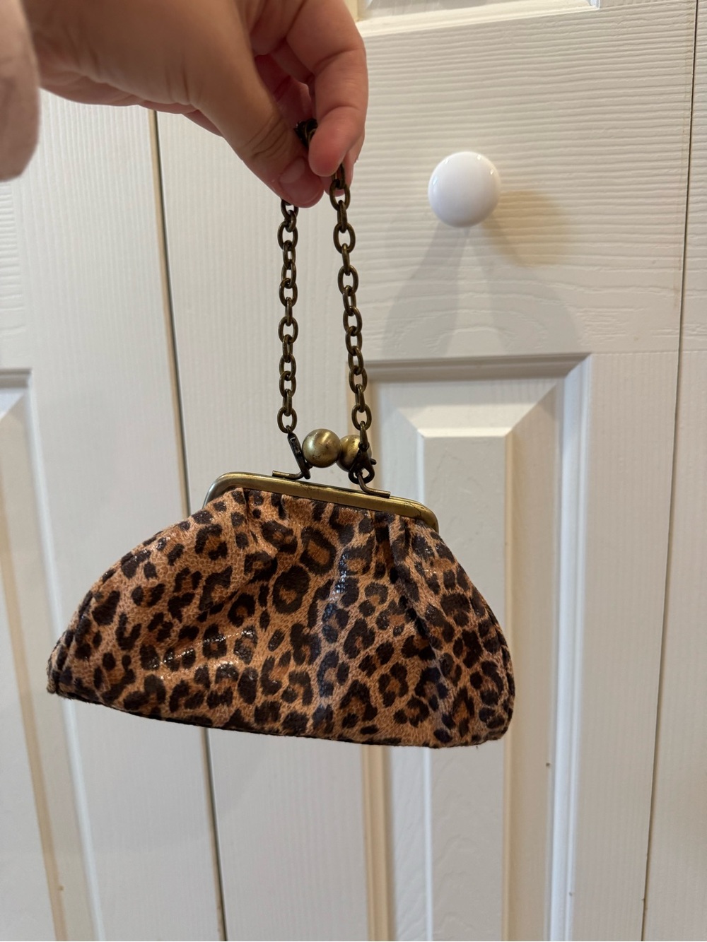 Unlisted by Kenneth Cole Leopard Print Chain-Handle Clutch - Brown/Black